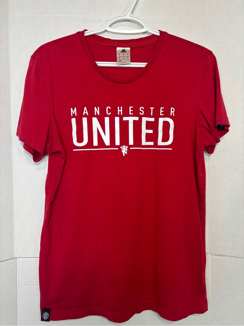 Manchester United Mens M Adidas T-shirt 100% Cotton Red 2016 Soccer Football